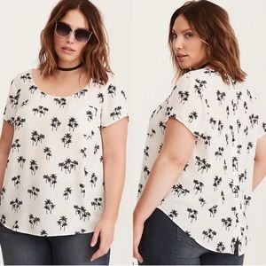 Torrid Palm Tree Print Georgette Blouse